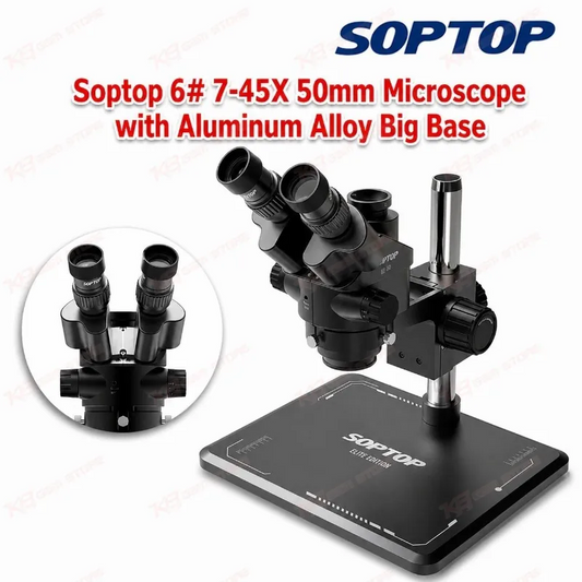 Soptop 6# 7-45X 50mm Microscope with Aluminum Alloy Big Base