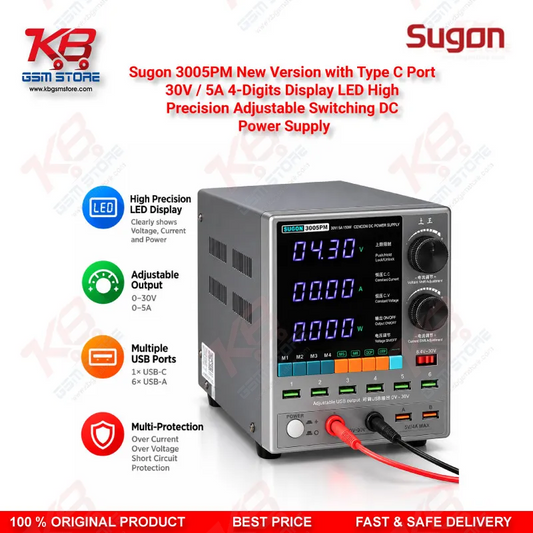 Sugon 3005PM New Version 30V 5A Type-C 4-Digit LED Adjustable Switching DC Power Supply