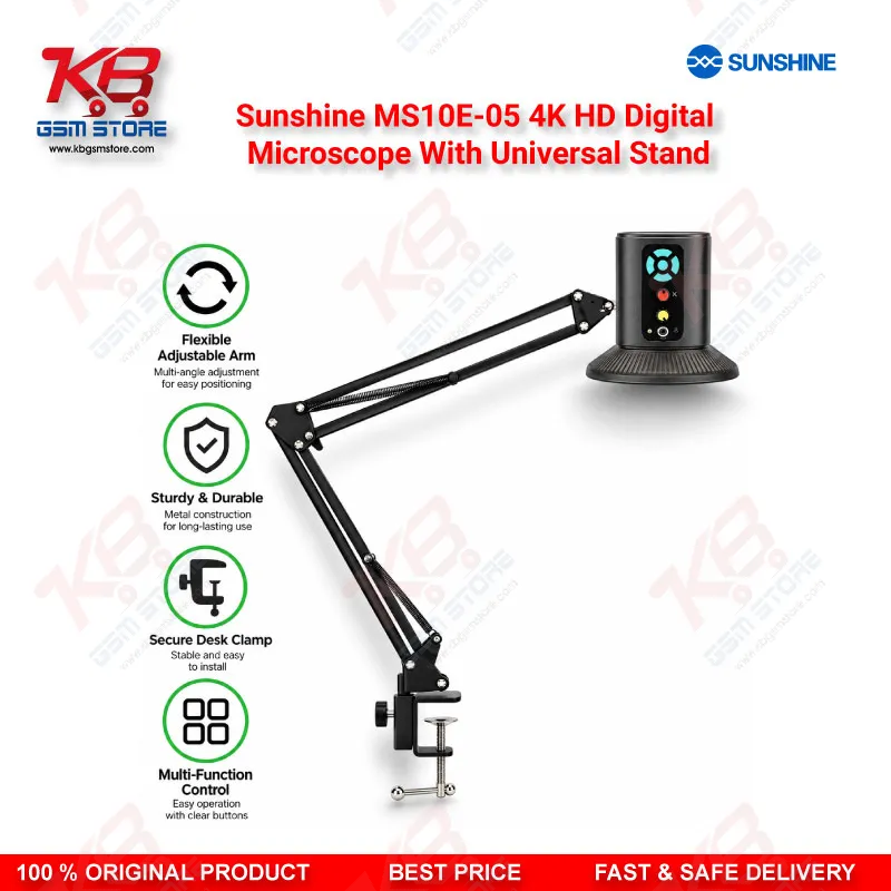Sunshine MS10E-05 4K HD Digital Microscope With Universal Stand for PCB and Motherboard Inspection
