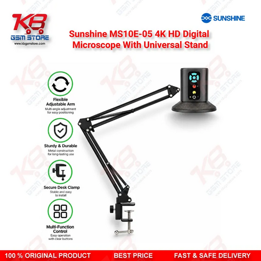 Sunshine MS10E-05 4K HD Digital Microscope With Universal Stand for PCB and Motherboard Inspection