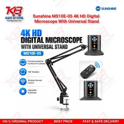 Sunshine MS10E-05 4K HD Digital Microscope With Universal Stand for PCB and Motherboard Inspection