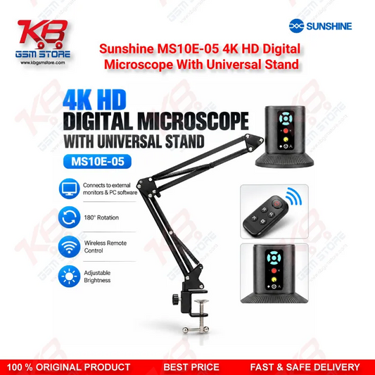 Sunshine MS10E-05 4K HD Digital Microscope With Universal Stand for PCB and Motherboard Inspection