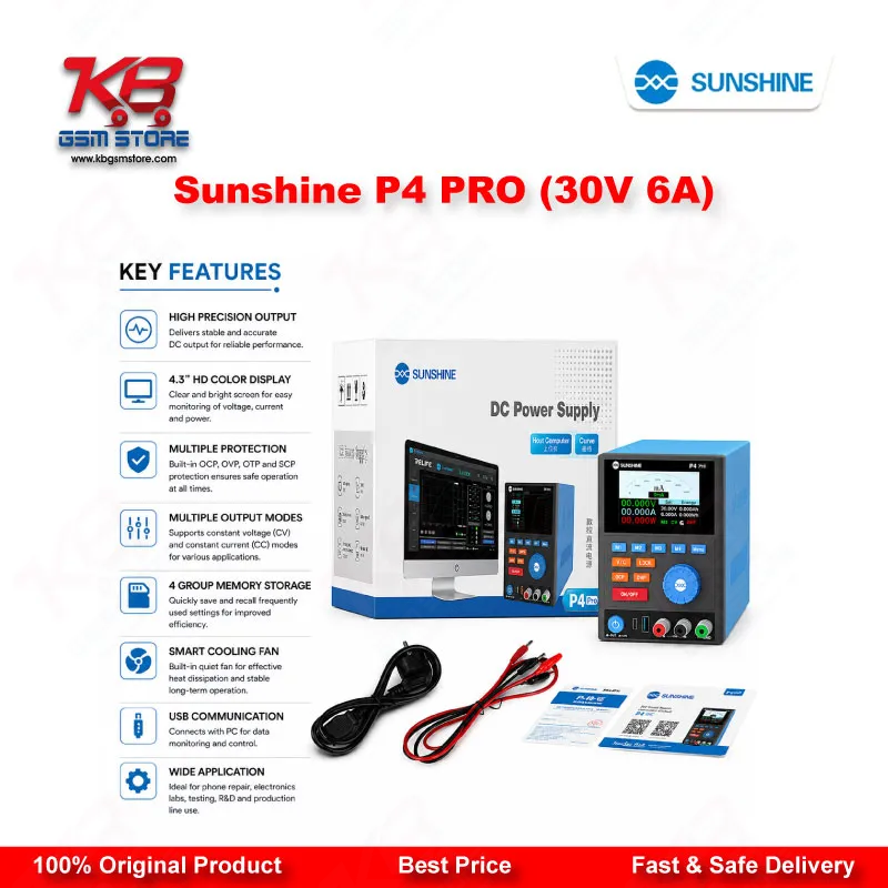 Sunshine P4 PRO 30V 6A Smart DC Regulated Power Supply for Mobile Repair