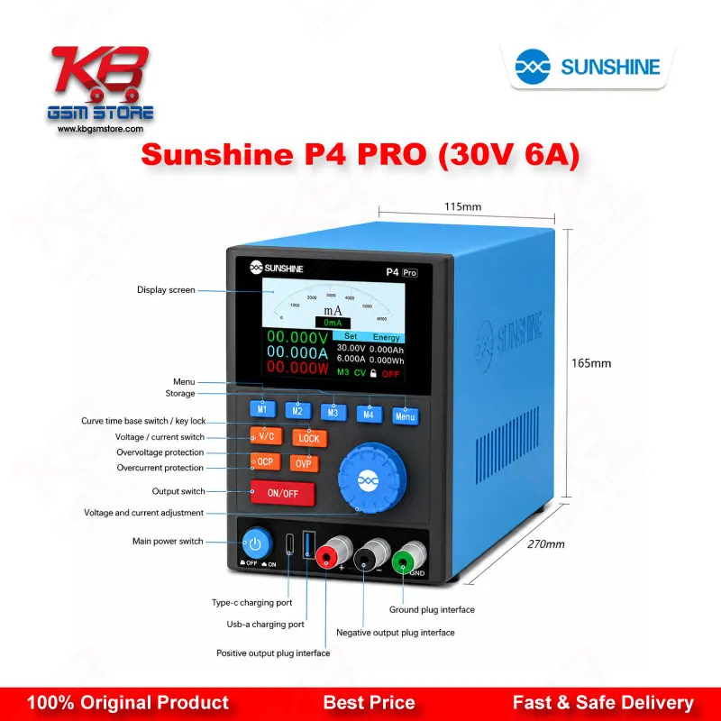 Sunshine P4 PRO 30V 6A Smart DC Regulated Power Supply for Mobile Repair