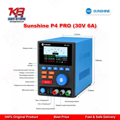 Sunshine P4 PRO 30V 6A Smart DC Regulated Power Supply for Mobile Repair