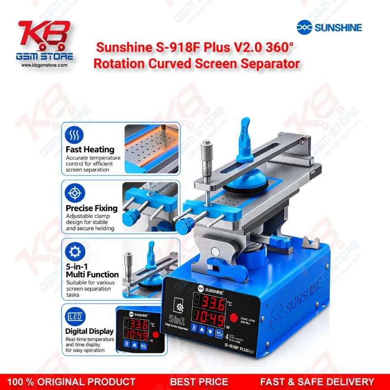 Sunshine S-918F Plus V2.0 360° Rotation Curved Screen Separator – 5-in-1