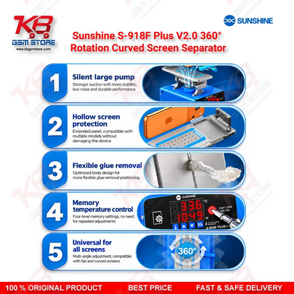 Sunshine S-918F Plus V2.0 360° Rotation Curved Screen Separator – 5-in-1