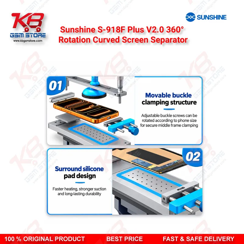 Sunshine S-918F Plus V2.0 360° Rotation Curved Screen Separator – 5-in-1