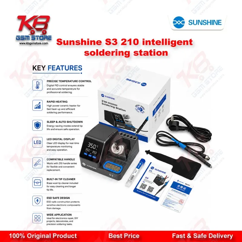 SUNSHINE S3 210 Intelligent Soldering Station – 60W Fast Heating Repair Tool