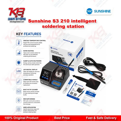 SUNSHINE S3 210 Intelligent Soldering Station – 60W Fast Heating Repair Tool
