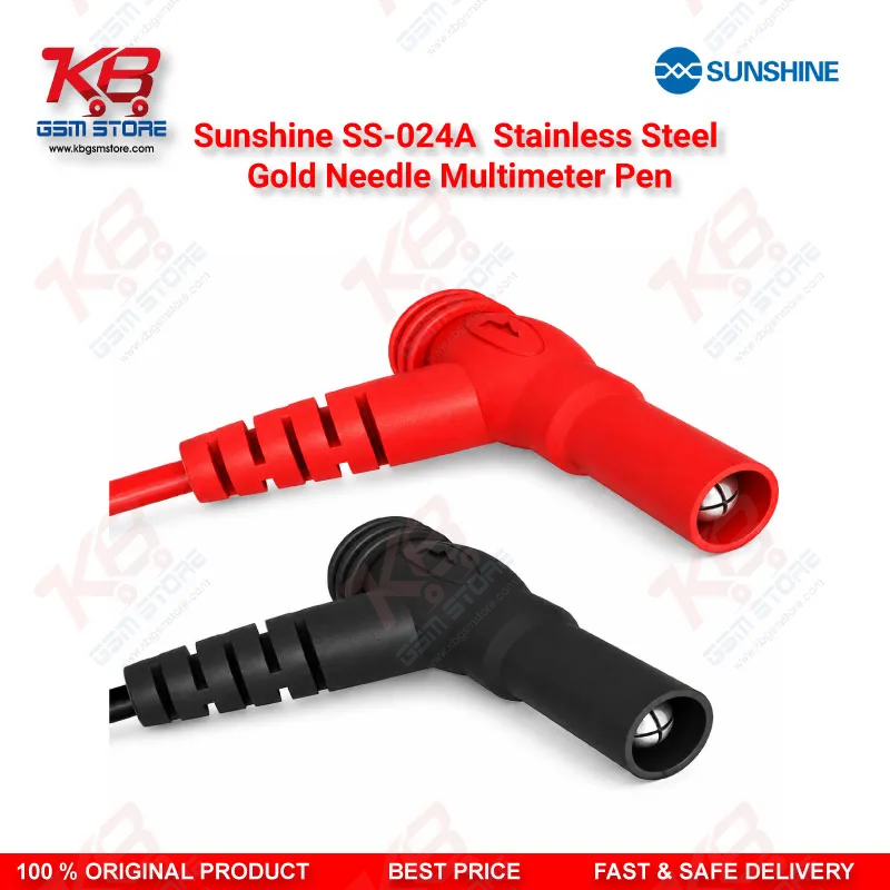 Sunshine SS-024A Stainless Steel Gold Needle Multimeter Test Lead Pen – 1000V 20A Precision Probe