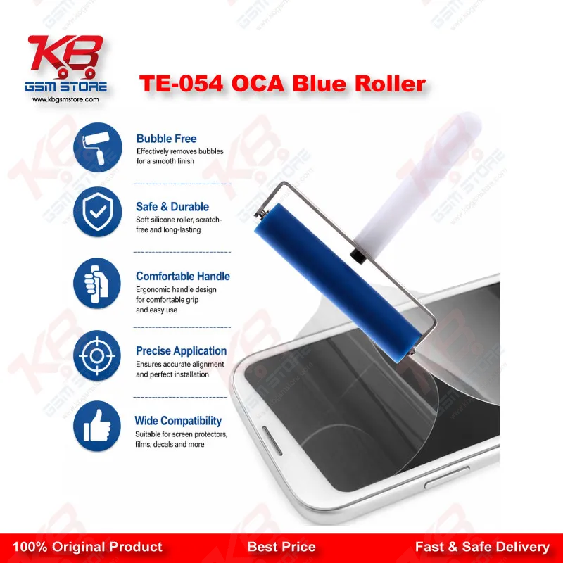 TE-054 OCA Blue Silicone Roller – Bubble-Free Screen Film & Polarizer Pasting Tool
