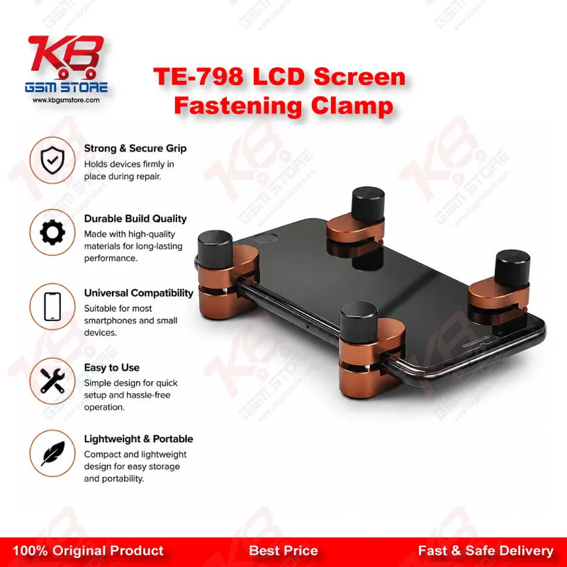 TE-798 LCD Screen Fastening Clamp – Adjustable Metal Fixture for Mobile & Tablet Repair (4Pcs Set)