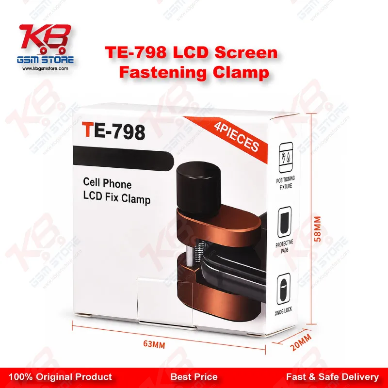 TE-798 LCD Screen Fastening Clamp – Adjustable Metal Fixture for Mobile & Tablet Repair (4Pcs Set)