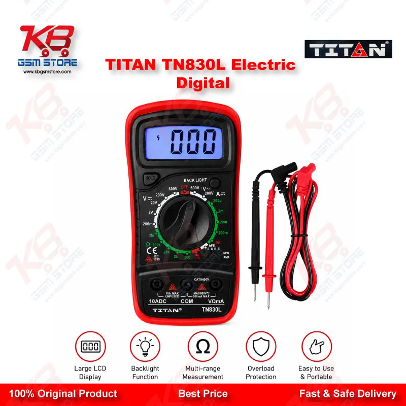 TITAN TN830L Digital Multimeter – DC/AC Voltage, Current, Resistance & Temperature Tester for Mobile Repair