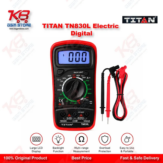 TITAN TN830L Digital Multimeter – DC/AC Voltage, Current, Resistance & Temperature Tester for Mobile Repair