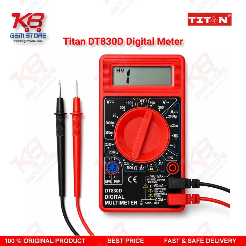 Titan DT830D Digital Multimeter – AC/DC Voltage, Current & Resistance Tester