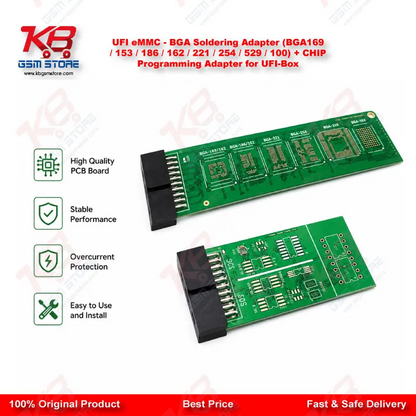 UFI eMMC – BGA Soldering Adapter (BGA169  153  186  162  221  254  529  100) + CHIP Programming Adapter for UFI-Box