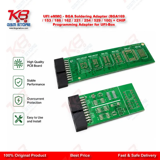 UFI eMMC – BGA Soldering Adapter (BGA169  153  186  162  221  254  529  100) + CHIP Programming Adapter for UFI-Box