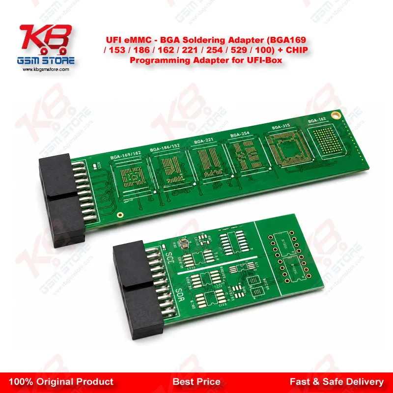 UFI eMMC – BGA Soldering Adapter (BGA169  153  186  162  221  254  529  100) + CHIP Programming Adapter for UFI-Box