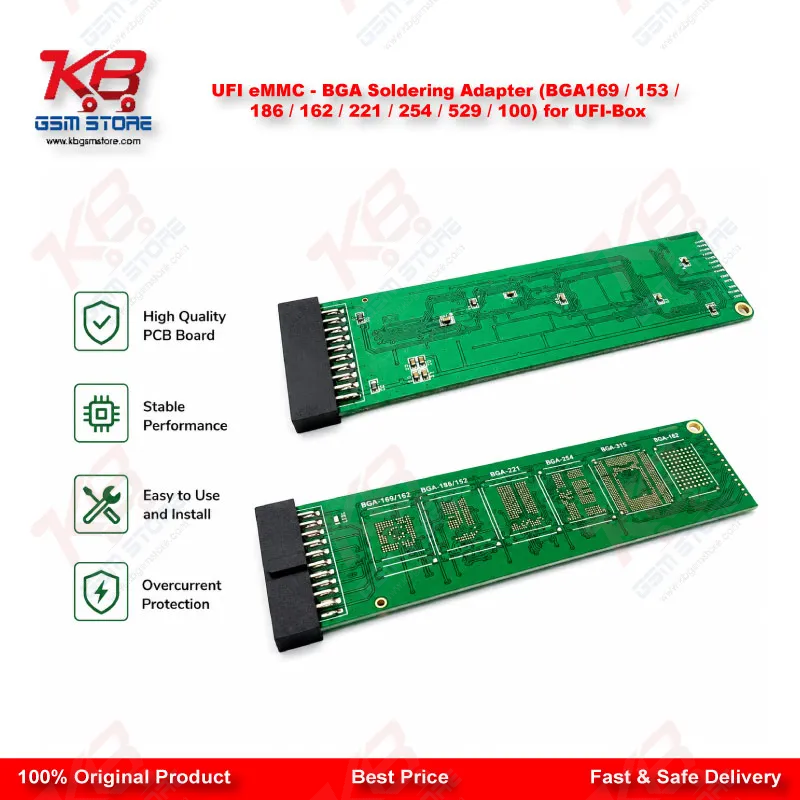 UFI eMMC – BGA Soldering Adapter (BGA169  153  186  162  221  254  529  100) for UFI-Box