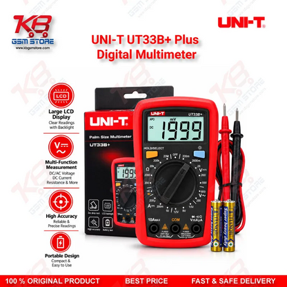 UNI-T UT33B+ Plus Digital Multimeter – Palm Size CAT II 600V Multimeter for Mobile Repair Technicians