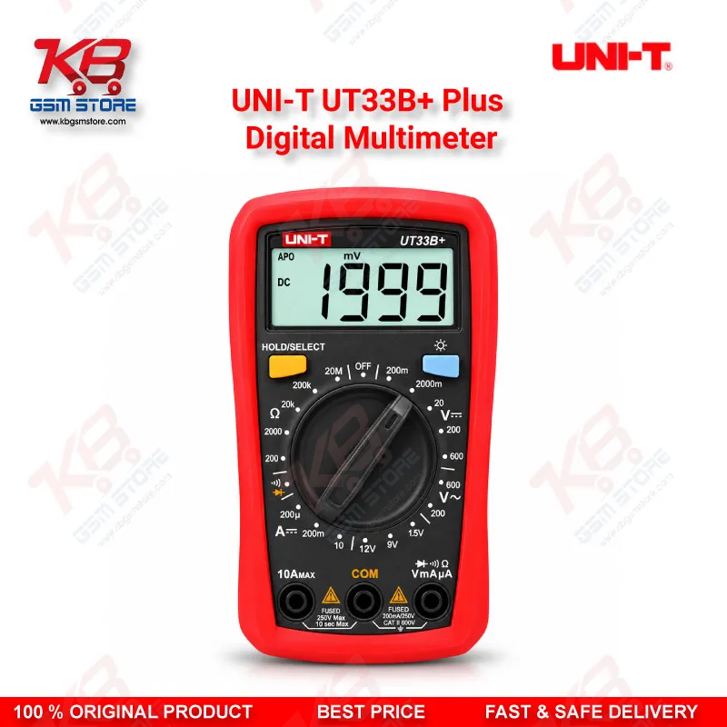 UNI-T UT33B+ Plus Digital Multimeter – Palm Size CAT II 600V Multimeter for Mobile Repair Technicians
