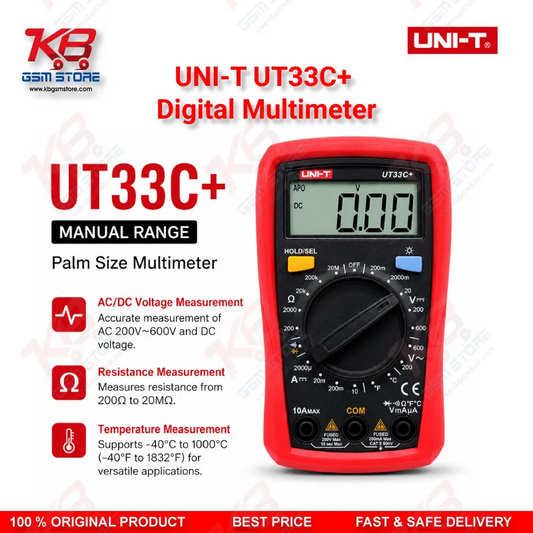 UNI-T UT33C+ Digital Multimeter – Palm Size DMM with Temperature Measurement