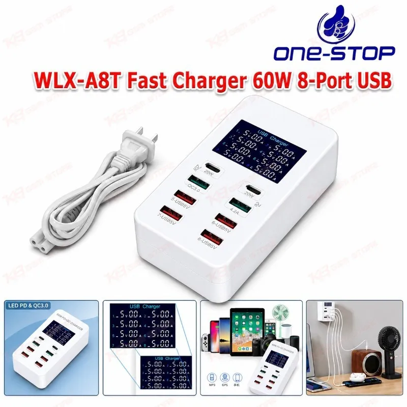 WLX-A8T Fast Charger 60W 8-Port USB