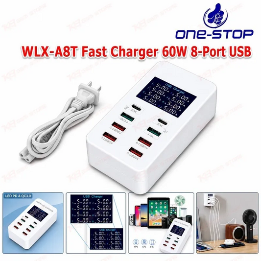 WLX-A8T Fast Charger 60W 8-Port USB