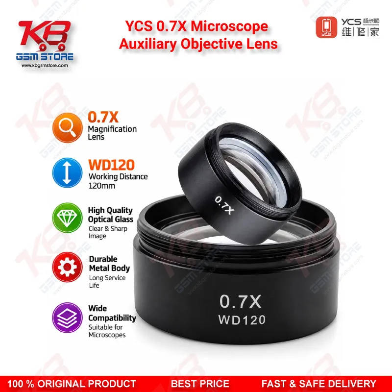 YCS 0.7X Microscope Auxiliary Objective Lens for PCB Repair