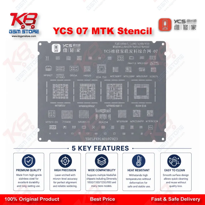 YCS 07 MTK BGA CPU Reballing Stencil for MediaTek