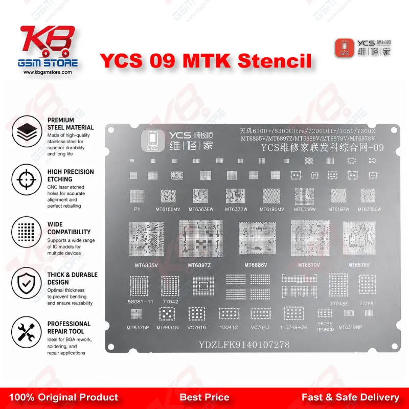 YCS 09 MTK BGA Reballing Stencil – Comprehensive Network Series