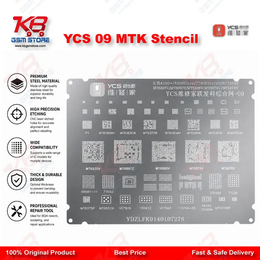YCS 09 MTK BGA Reballing Stencil – Comprehensive Network Series