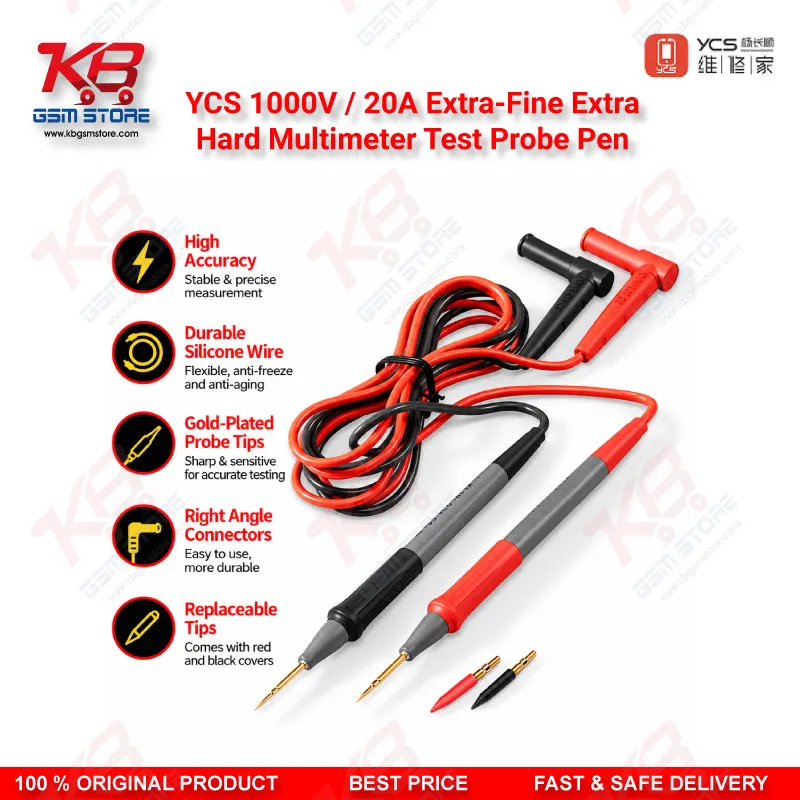 YCS 1000V / 20A Extra-Fine Extra-Hard Multimeter Test Probe Pen