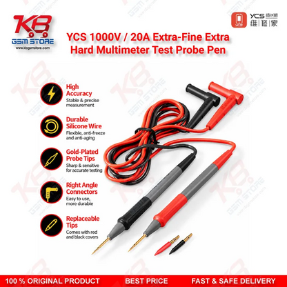 YCS 1000V / 20A Extra-Fine Extra-Hard Multimeter Test Probe Pen