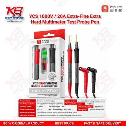YCS 1000V / 20A Extra-Fine Extra-Hard Multimeter Test Probe Pen