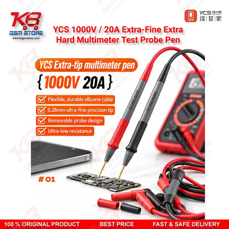 YCS 1000V / 20A Extra-Fine Extra-Hard Multimeter Test Probe Pen