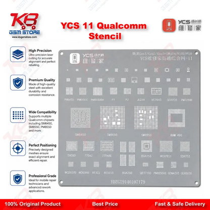 YCS 11 Qualcomm BGA Reballing Stencil – Snapdragon CPU Comprehensive Network Stencil