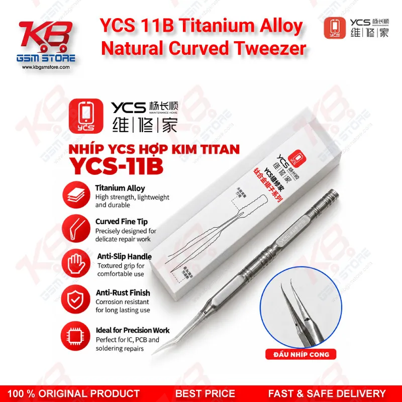 YCS 11B Titanium Alloy Natural Curved Tweezer for Repair