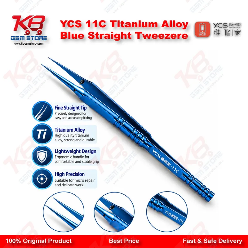  YCS 11C Titanium Alloy Blue Straight Tweezere