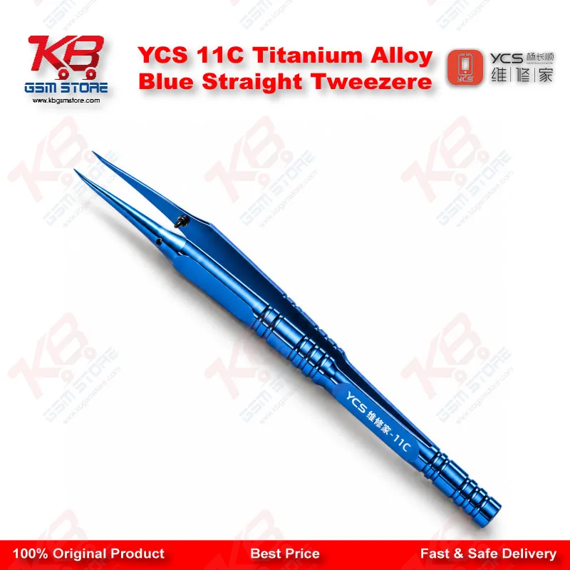  YCS 11C Titanium Alloy Blue Straight Tweezere