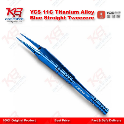 YCS 11C Titanium Alloy Blue Straight Tweezere