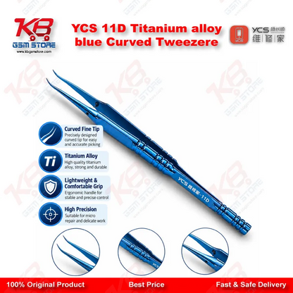  YCS 11D Titanium alloy blue Curved Tweezere