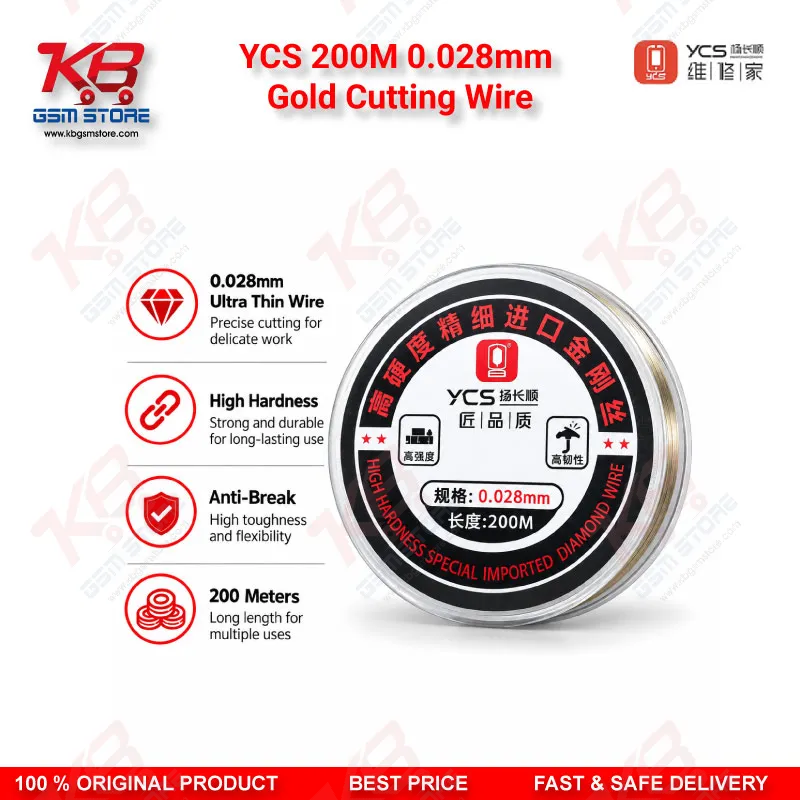 YCS 200M 0.028mm Gold Cutting Wire for LCD OLED Separation