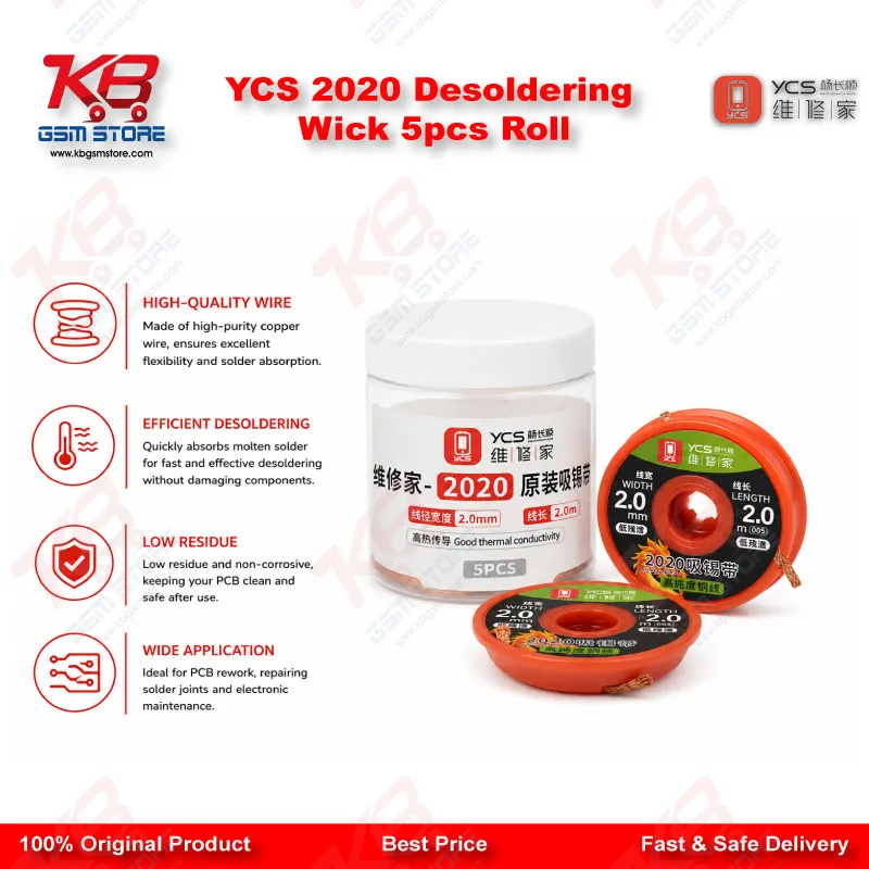 YCS 2020 Desoldering Wick 5pcs Roll
