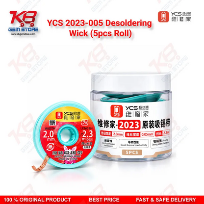 YCS 2023-005 Desoldering Wick (5pcs Roll) 2.0mm Wide Braid