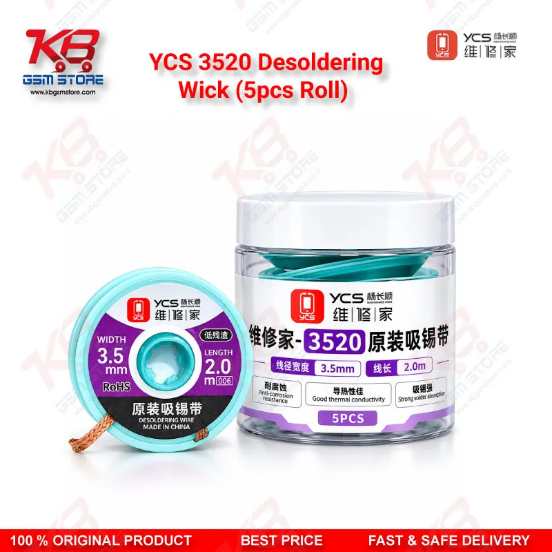 YCS 3520 Desoldering Wick (5pcs Roll) 3.5mm Solder Braid