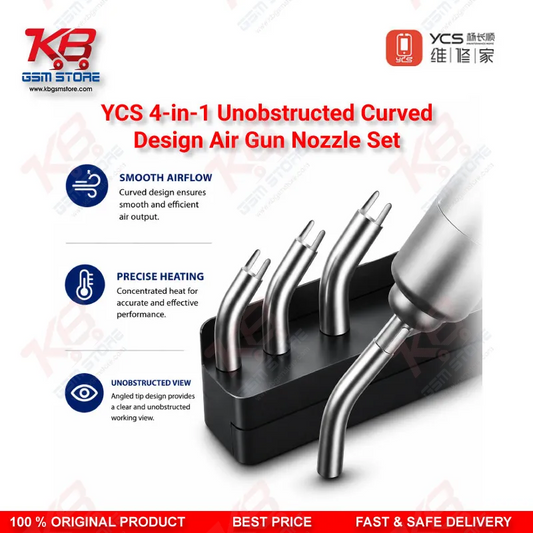 YCS 4-in-1 Curved Air Gun Nozzle Set – 5mm/10mm/12x17mm/13x13mm for YCS R1 Series Hot Air Station