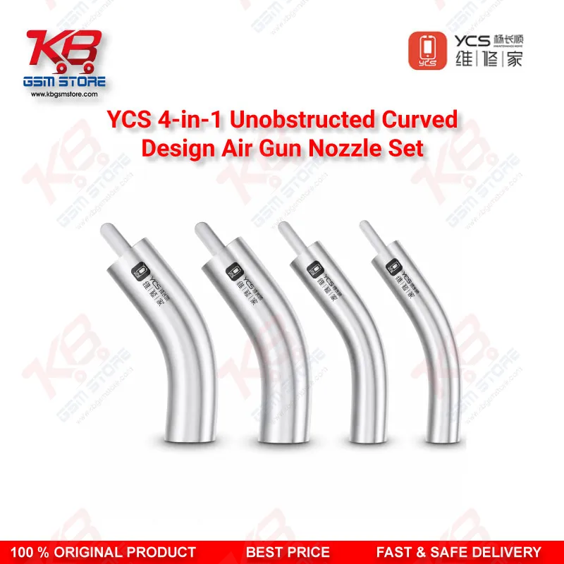 YCS 4-in-1 Curved Air Gun Nozzle Set – 5mm/10mm/12x17mm/13x13mm for YCS R1 Series Hot Air Station